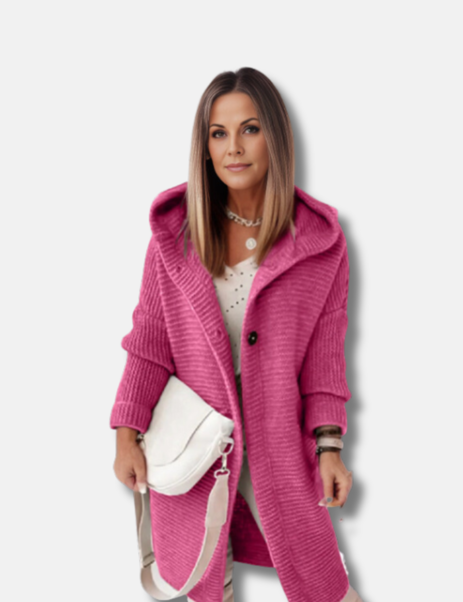Chunky Ribbed Knit Women’s Hooded Cardigan - J&B | L&S - 2 - London-stylehouse.com