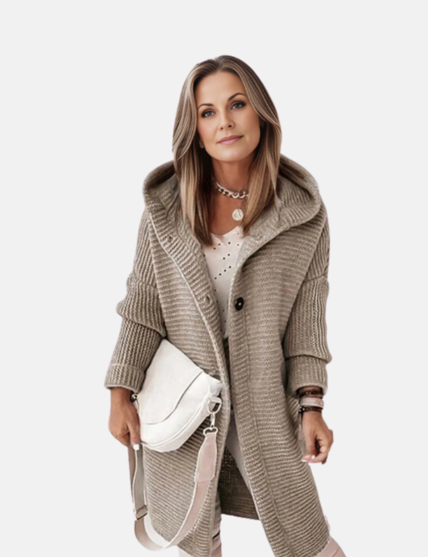 Chunky Ribbed Knit Women’s Hooded Cardigan - J&B | L&S - 3 - London-stylehouse.com