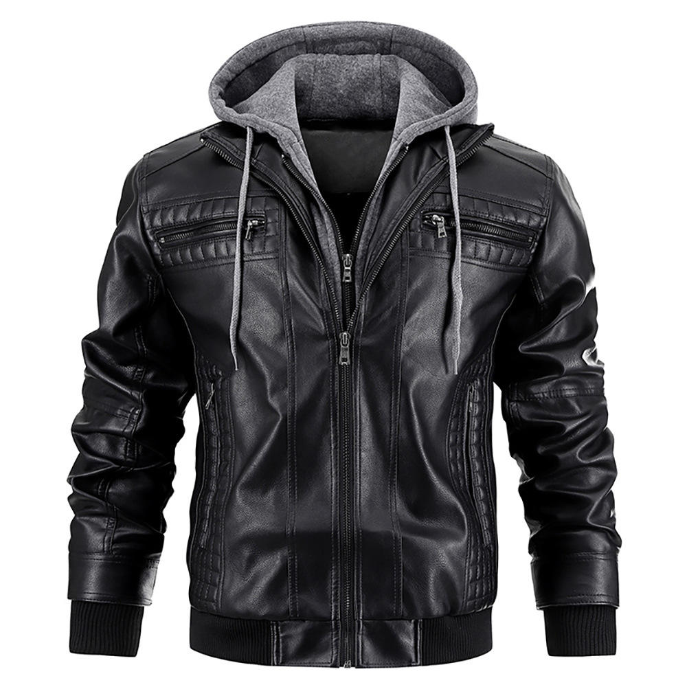 Men's Trendy Leather Hooded Jacket - J&B | L&S - 1 - London-stylehouse.com