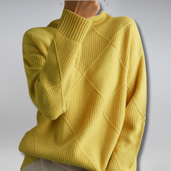 Pullover Women's Roll Neck with Diamond Structure | L&S - 1 - London-stylehouse.com