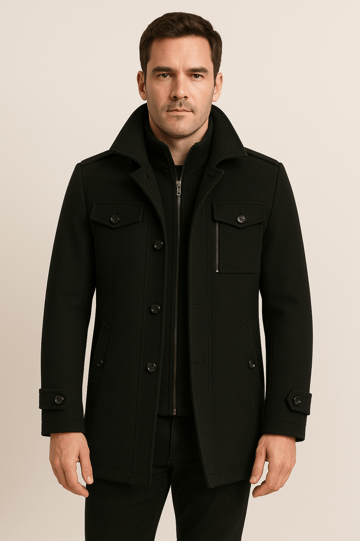 Men's Jacket with Distinctive Cut and Functional Pockets | L&S - 1 - London-stylehouse.com
