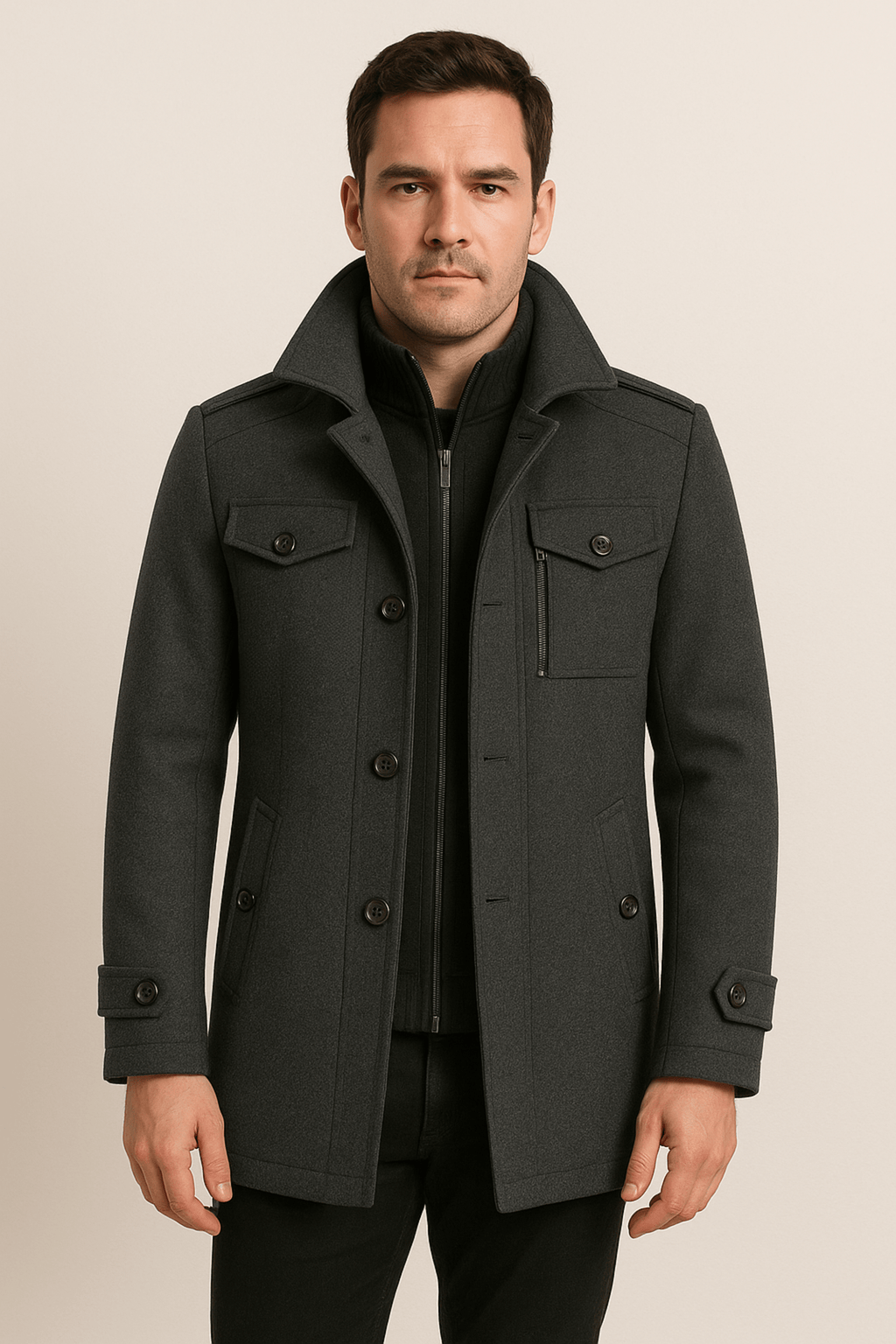 Men's Jacket with Distinctive Cut and Functional Pockets | L&S - 5 - London-stylehouse.com