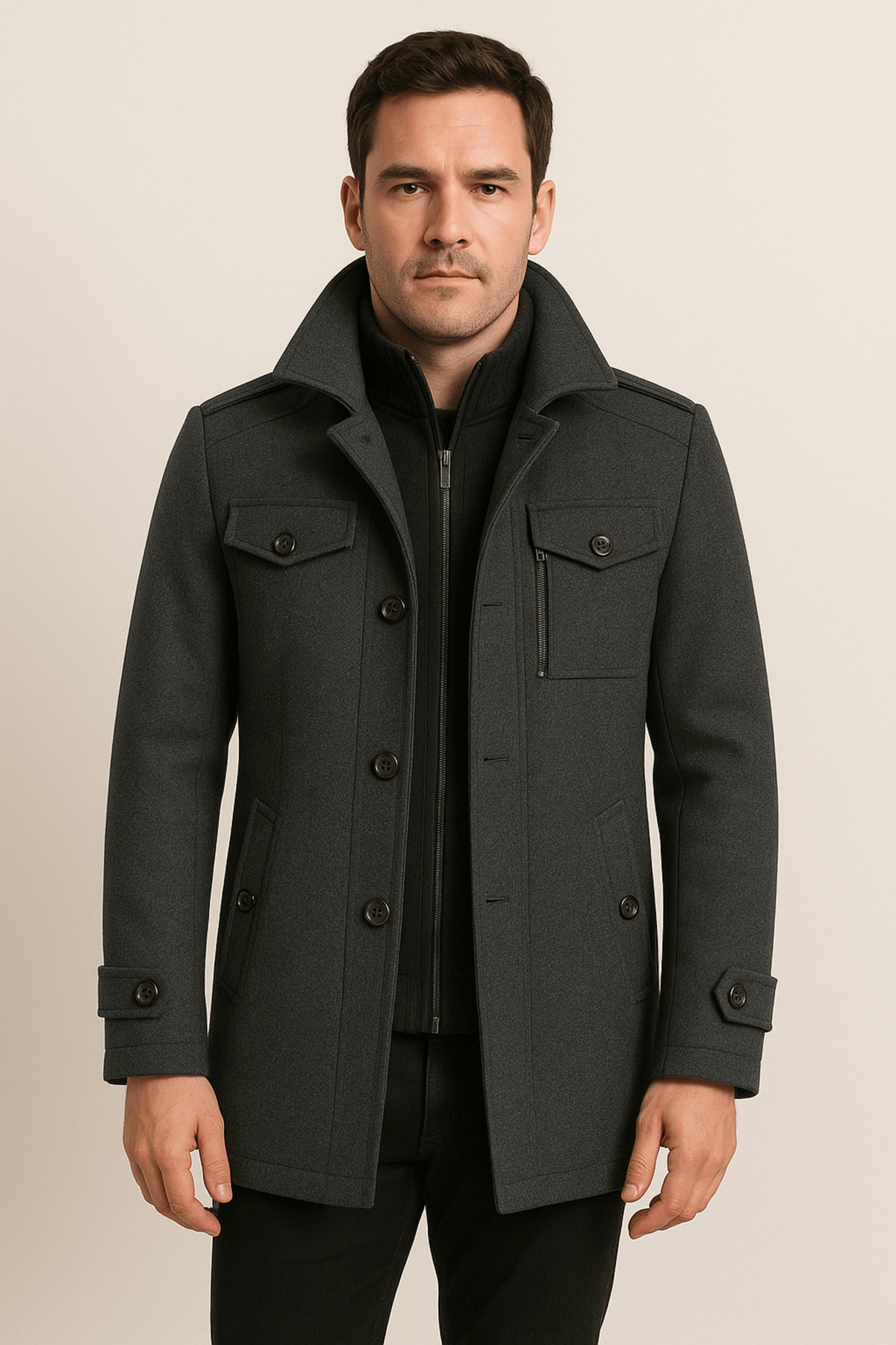 Men's Jacket with Distinctive Cut and Functional Pockets | L&S - 5 - London-stylehouse.com