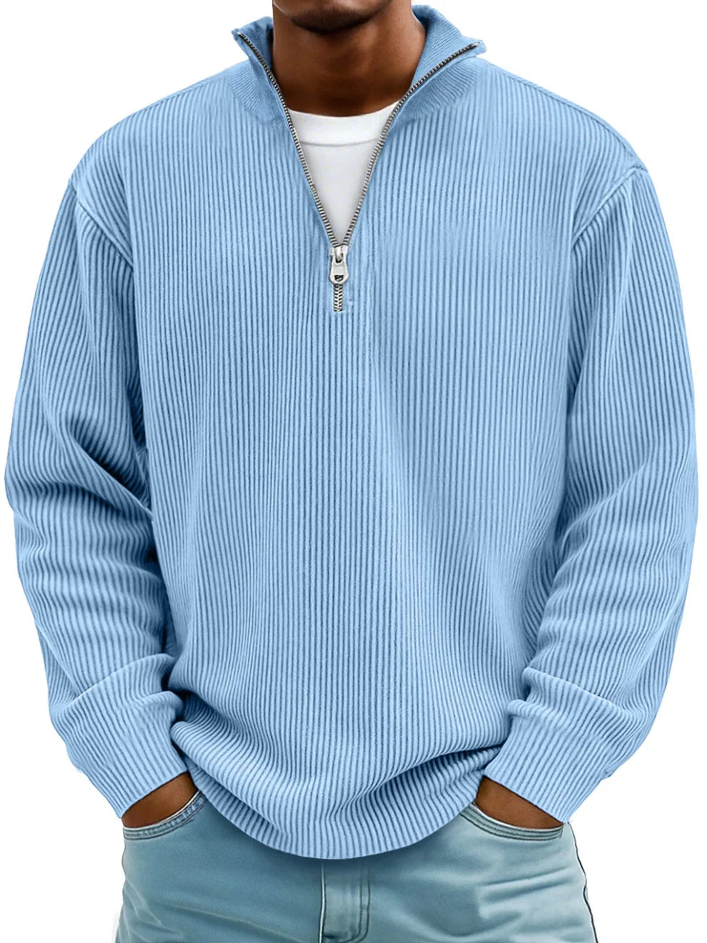 Pullover Herren mit Stehkragen und Reißverschluss | A&B - 1 - Annoboutique