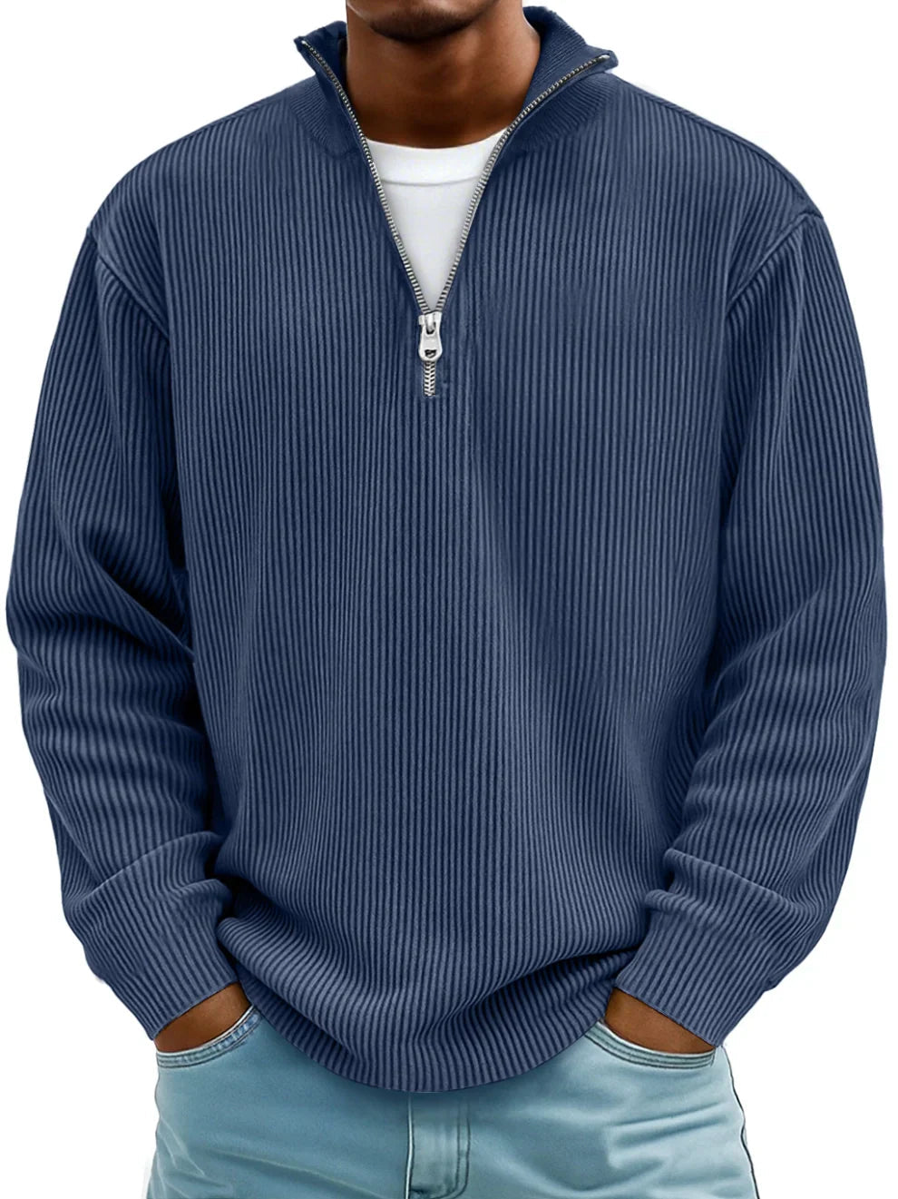 Pullover Herren mit Stehkragen und Reißverschluss | A&B - 2 - Annoboutique