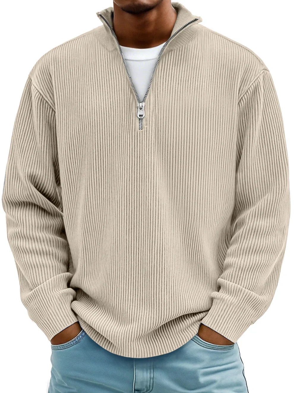 Pullover Herren mit Stehkragen und Reißverschluss | A&B - 3 - Annoboutique