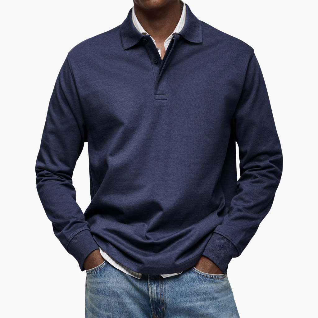 Men's Long Sleeve Polo Shirt - Classic Fit with Timeless Style | L&S - 2 - London-stylehouse.com