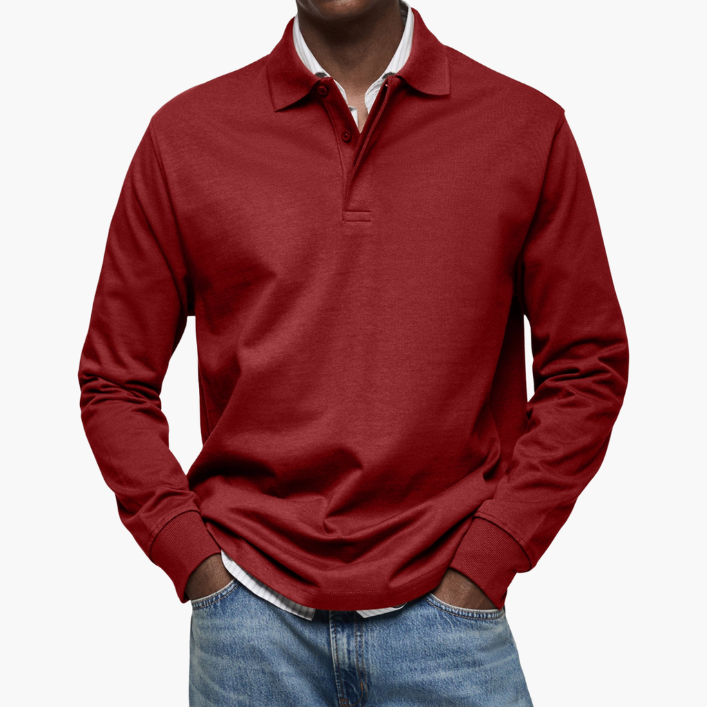 Men's Long Sleeve Polo Shirt - Classic Fit with Timeless Style | L&S - 4 - London-stylehouse.com