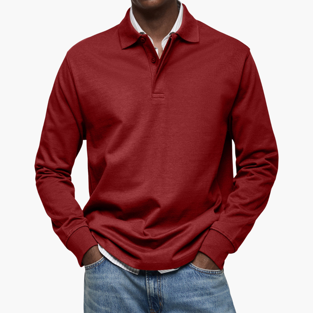 Men's Long Sleeve Polo Shirt - Classic Fit with Timeless Style | L&S - 4 - London-stylehouse.com