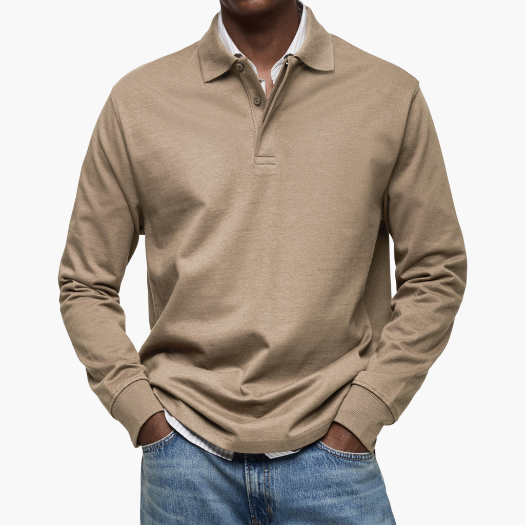 Men's Long Sleeve Polo Shirt - Classic Fit with Timeless Style | L&S - 5 - London-stylehouse.com