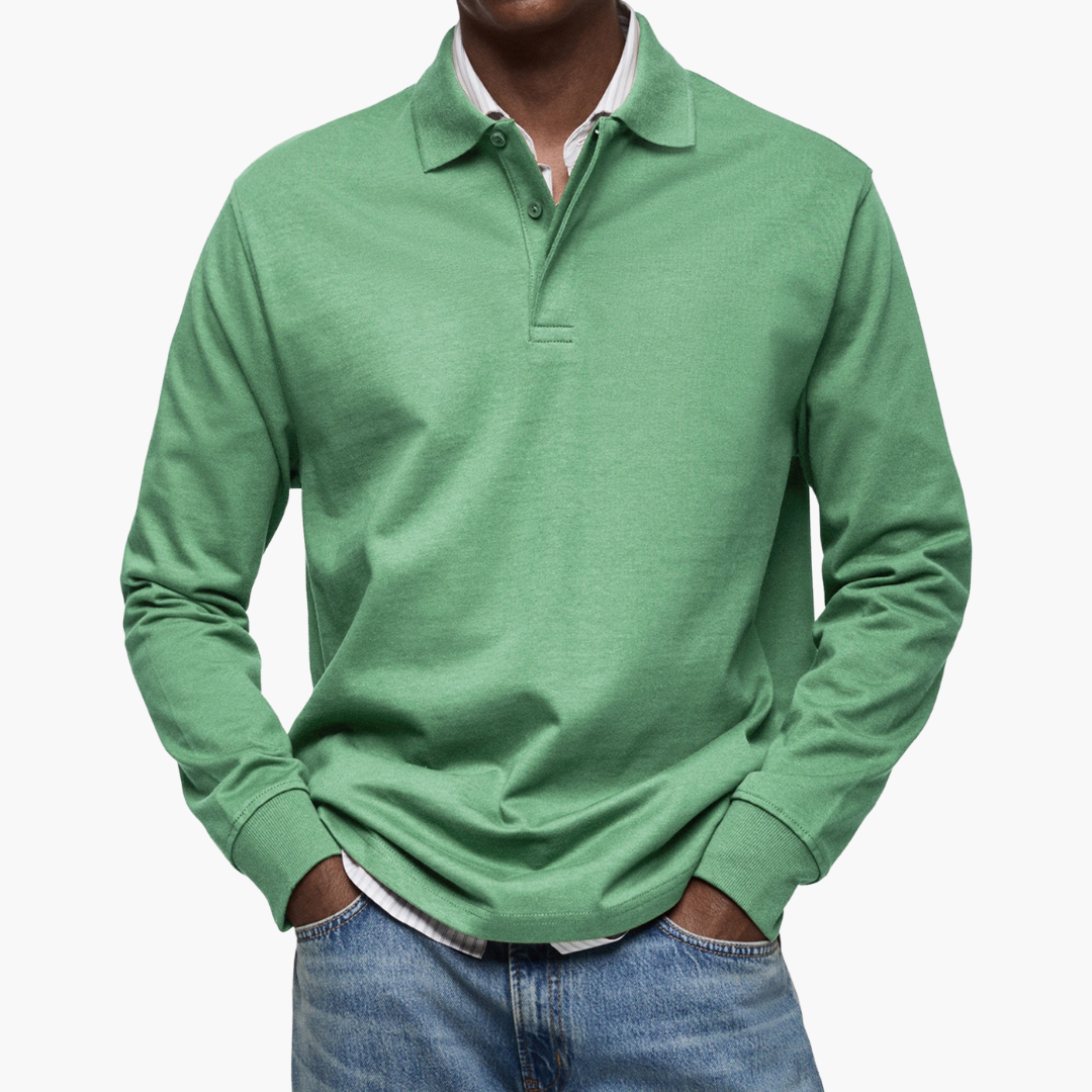 Men's Long Sleeve Polo Shirt - Classic Fit with Timeless Style | L&S - 6 - London-stylehouse.com