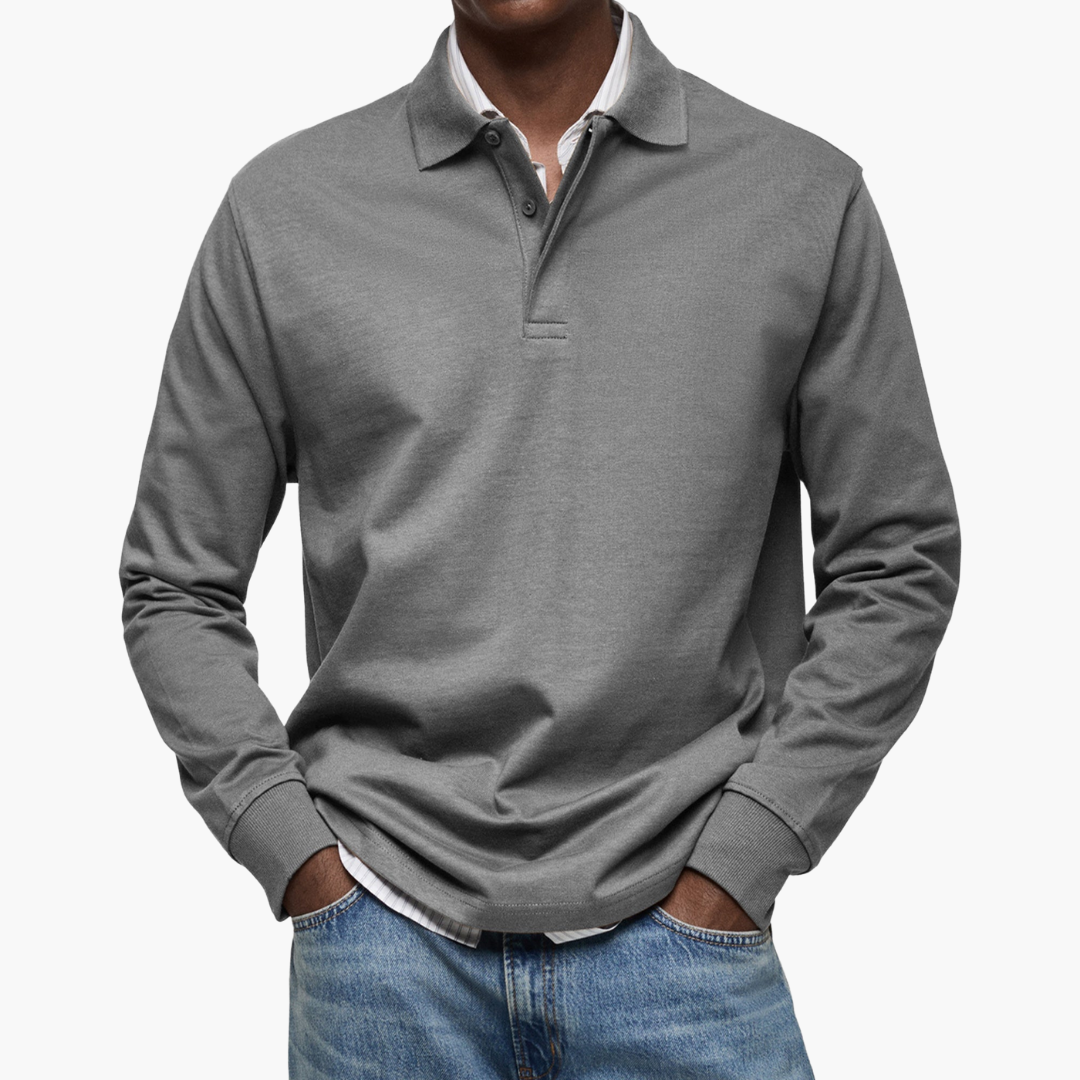 Men's Long Sleeve Polo Shirt - Classic Fit with Timeless Style | L&S - 7 - London-stylehouse.com