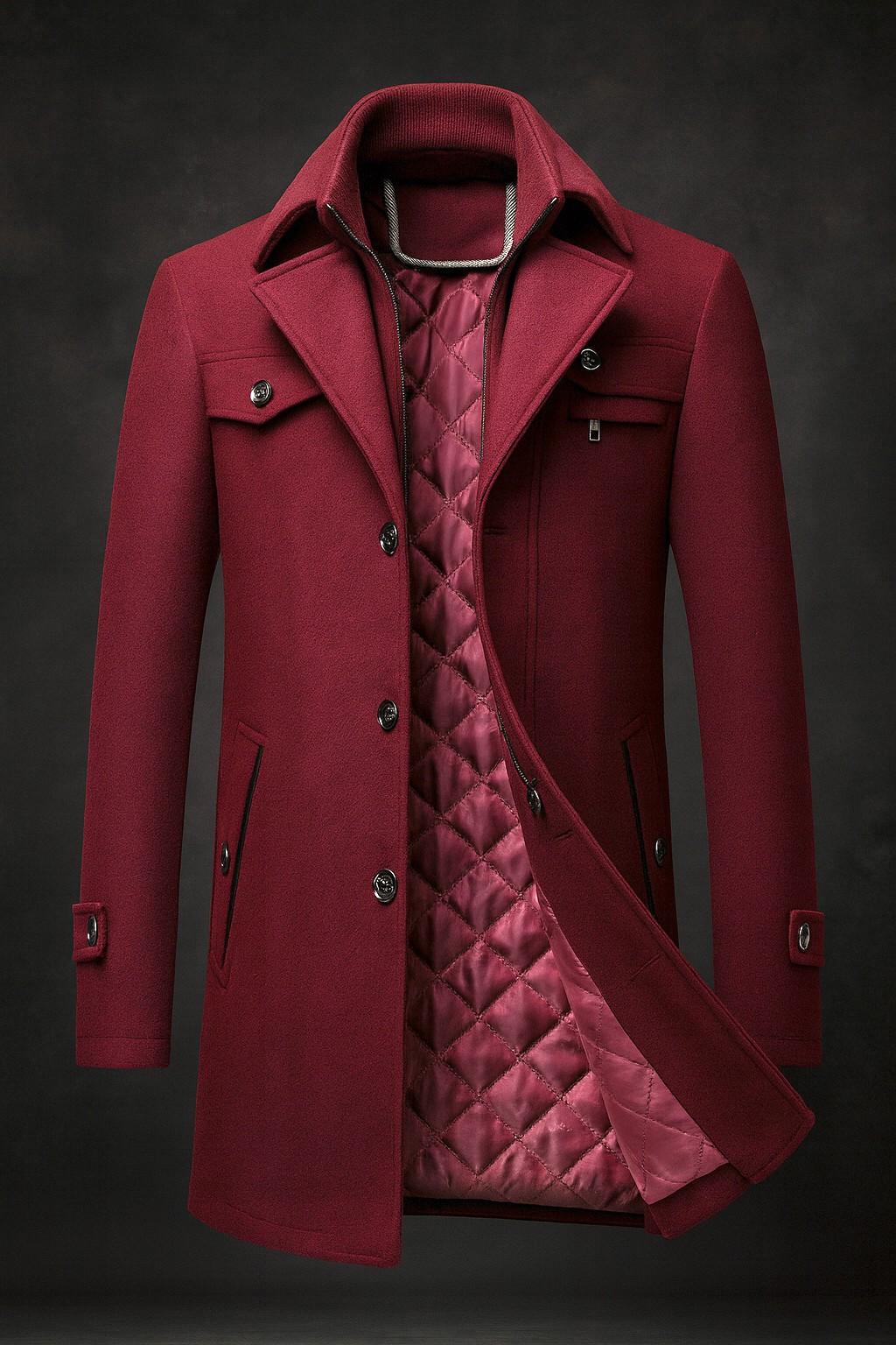 Wollmantel Herren mit modischem Kragen und praktischen Taschen | A&B - 3 - Annoboutique