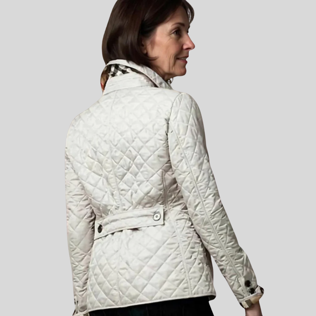Women's Quilted Jacket with Notched Collar and Button Detail | L&S - 6 - London-stylehouse.com