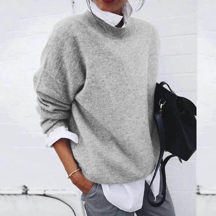 Pullover Damen mit lässiger Passform und hohem Kragen | A&B - 3 - Annoboutique