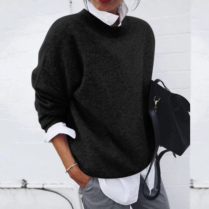 Pullover Damen mit lässiger Passform und hohem Kragen | A&B - 4 - Annoboutique