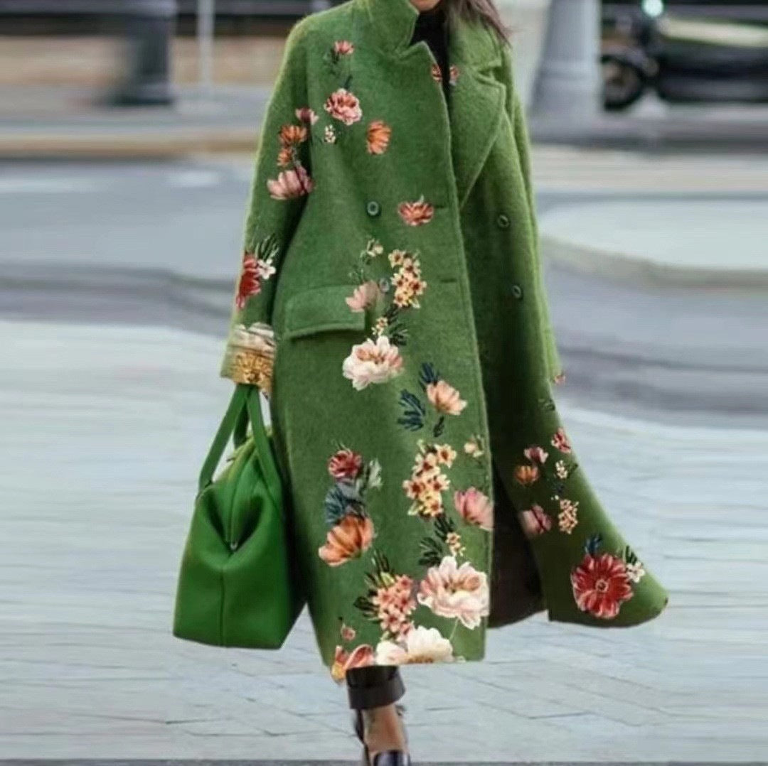 Coat Women's Casual Cut with Artistic Motif | L&S - 8 - London-stylehouse.com