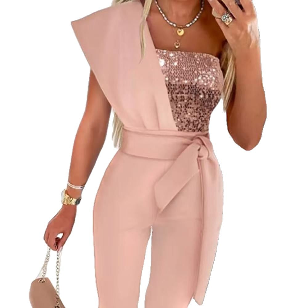 Jumpsuit Women's Asymmetric Design with Statement Sparkle | L&S - 6 - London-stylehouse.com