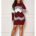 Dress Women's Bodycon Long Sleeves Zigzag Pattern | L&S - 5 - London-stylehouse.com