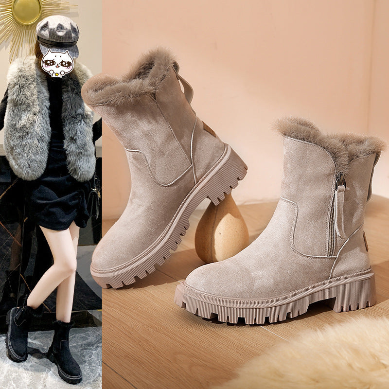 Women's Boots with Fluffy Lining and Zip | L&S - 1 - London-stylehouse.com