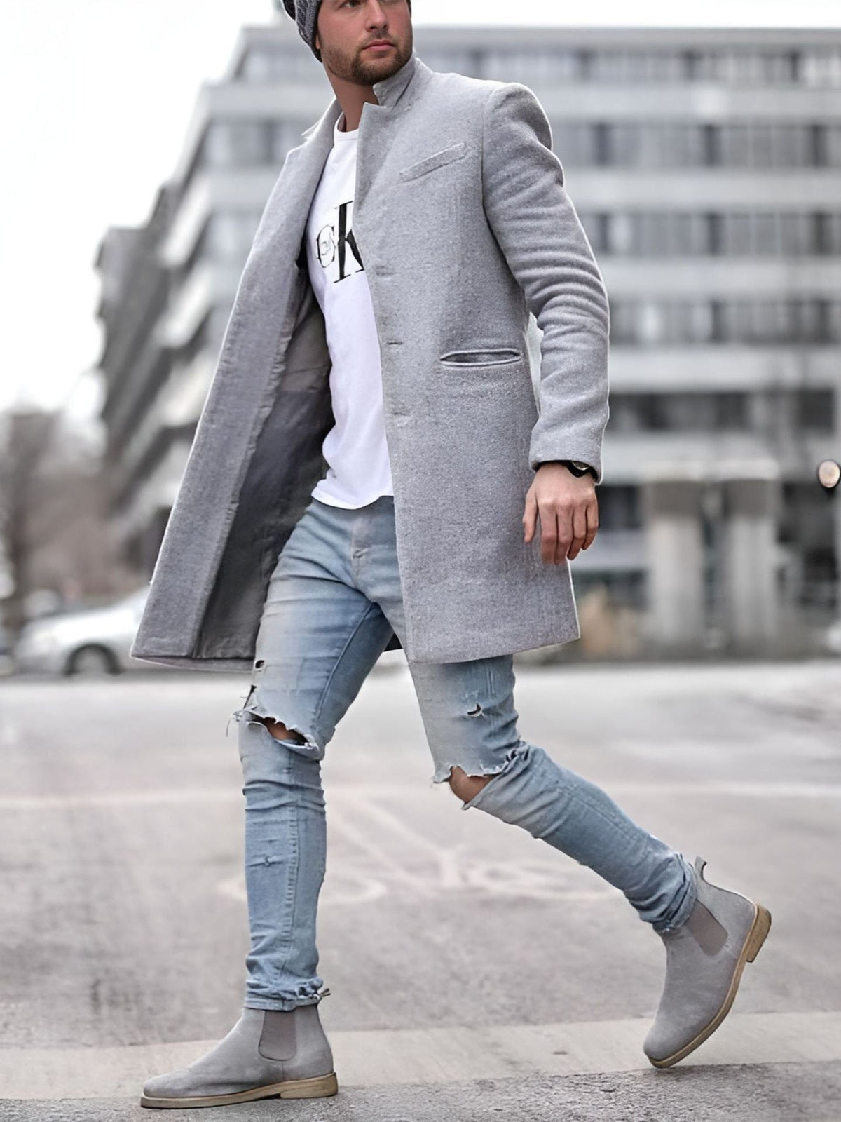 Men's Coat with Tailored Fit and Contemporary Cut | L&S - 6 - London-stylehouse.com