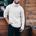 Men's Pullover with High Collar and Textured Design | L&S - 5 - London-stylehouse.com