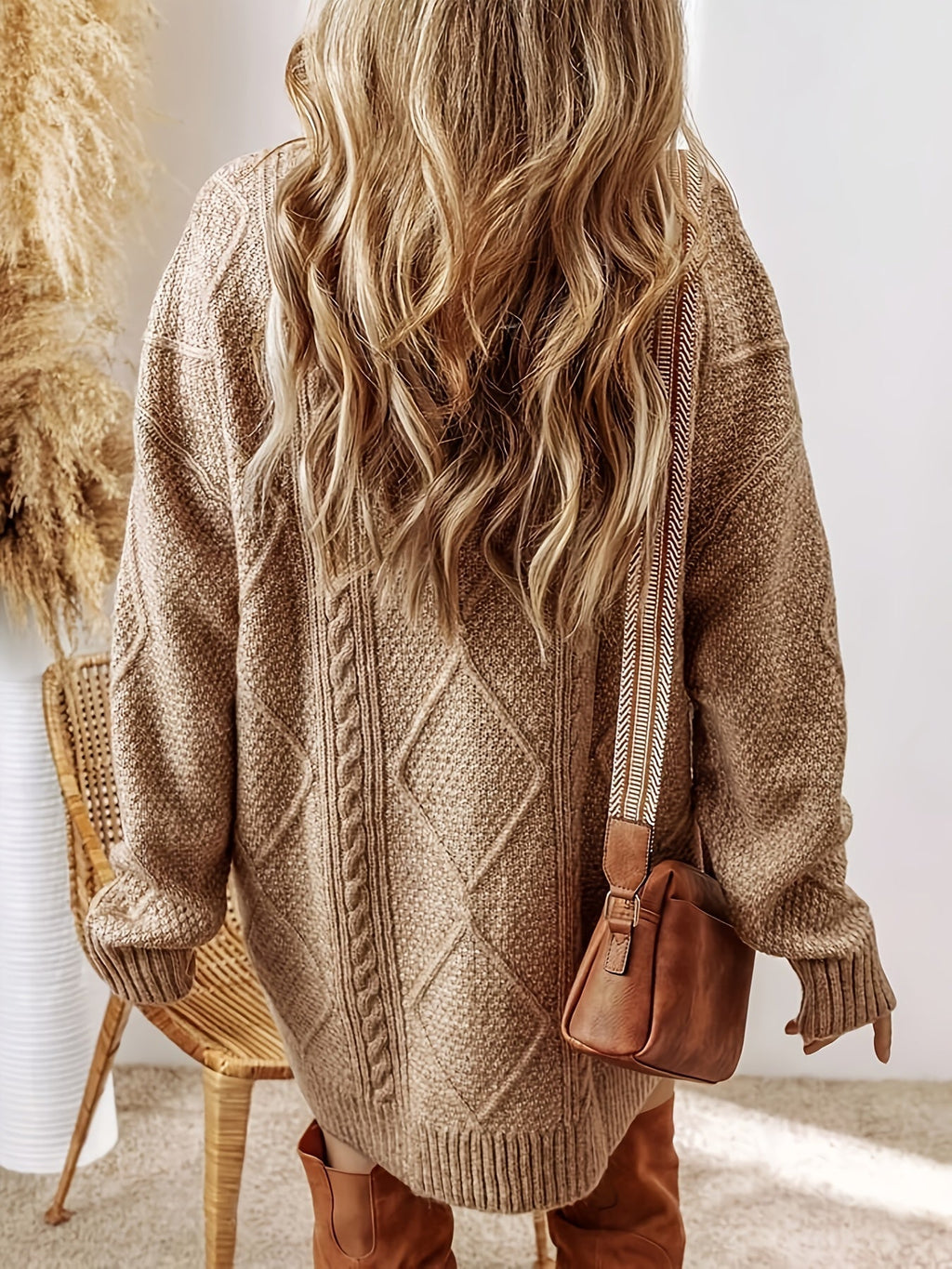 Pullover Dress Women's Oversized Fit with Textured Design | L&S - 6 - London-stylehouse.com