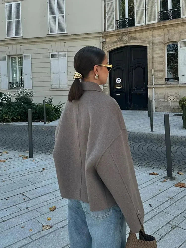 Jacket Women's Oversized Fit with Classic Collar and Button Closure | L&S - 2 - London-stylehouse.com