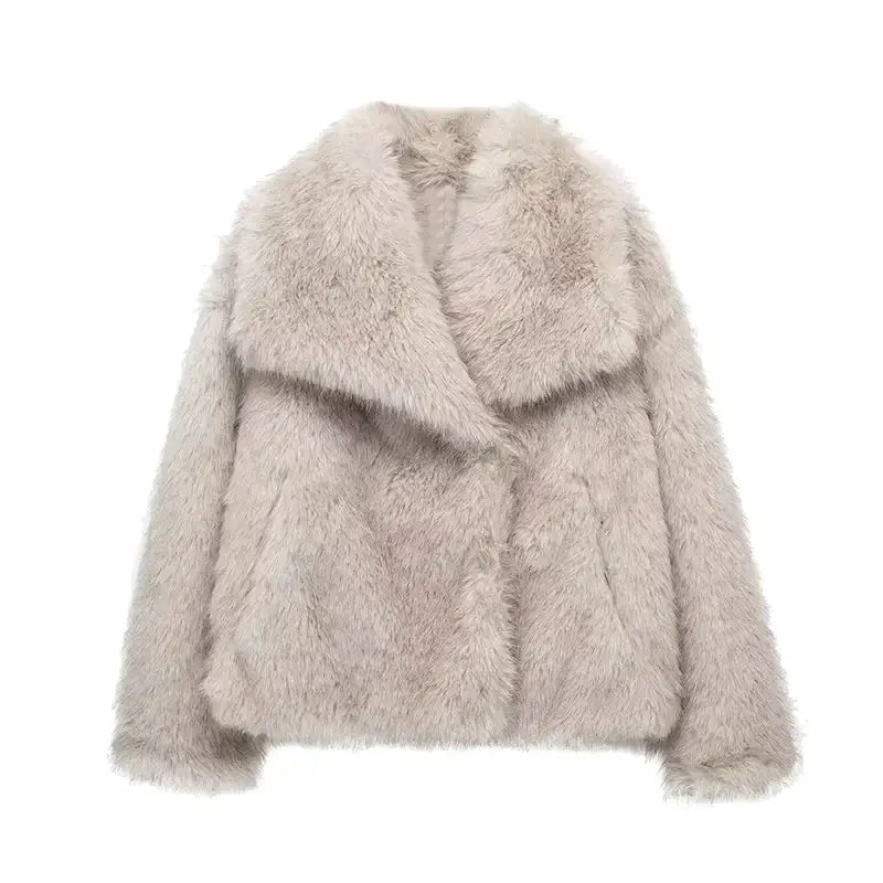 Faux Fur Jacket Women's Oversized Fit with Wide Collar | L&S - 7 - London-stylehouse.com