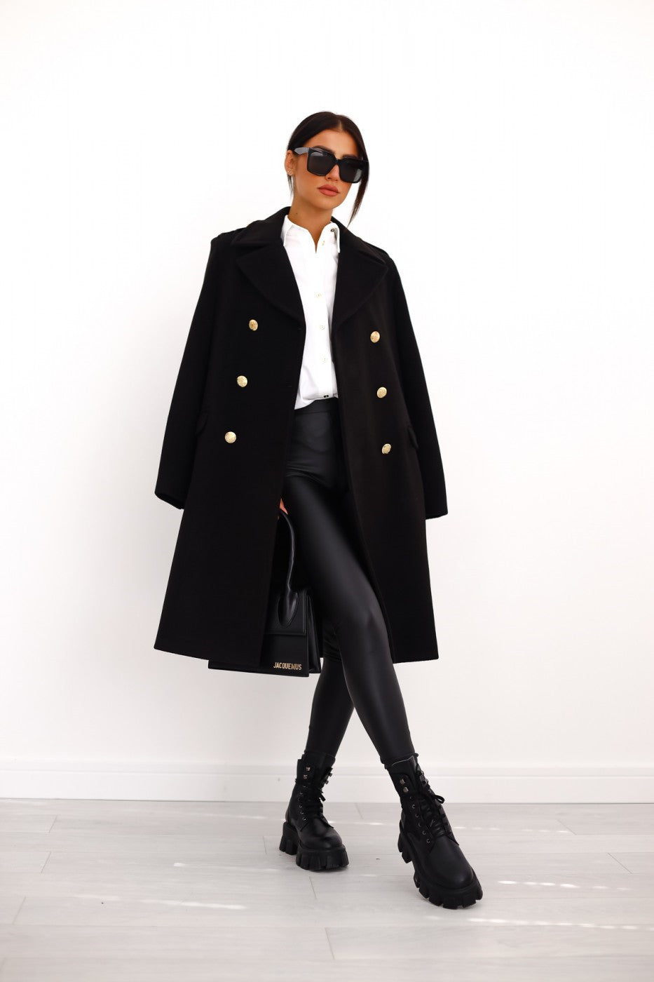 Women's Double-Breasted Coat with Elegant Buttons | L&S - 1 - London-stylehouse.com