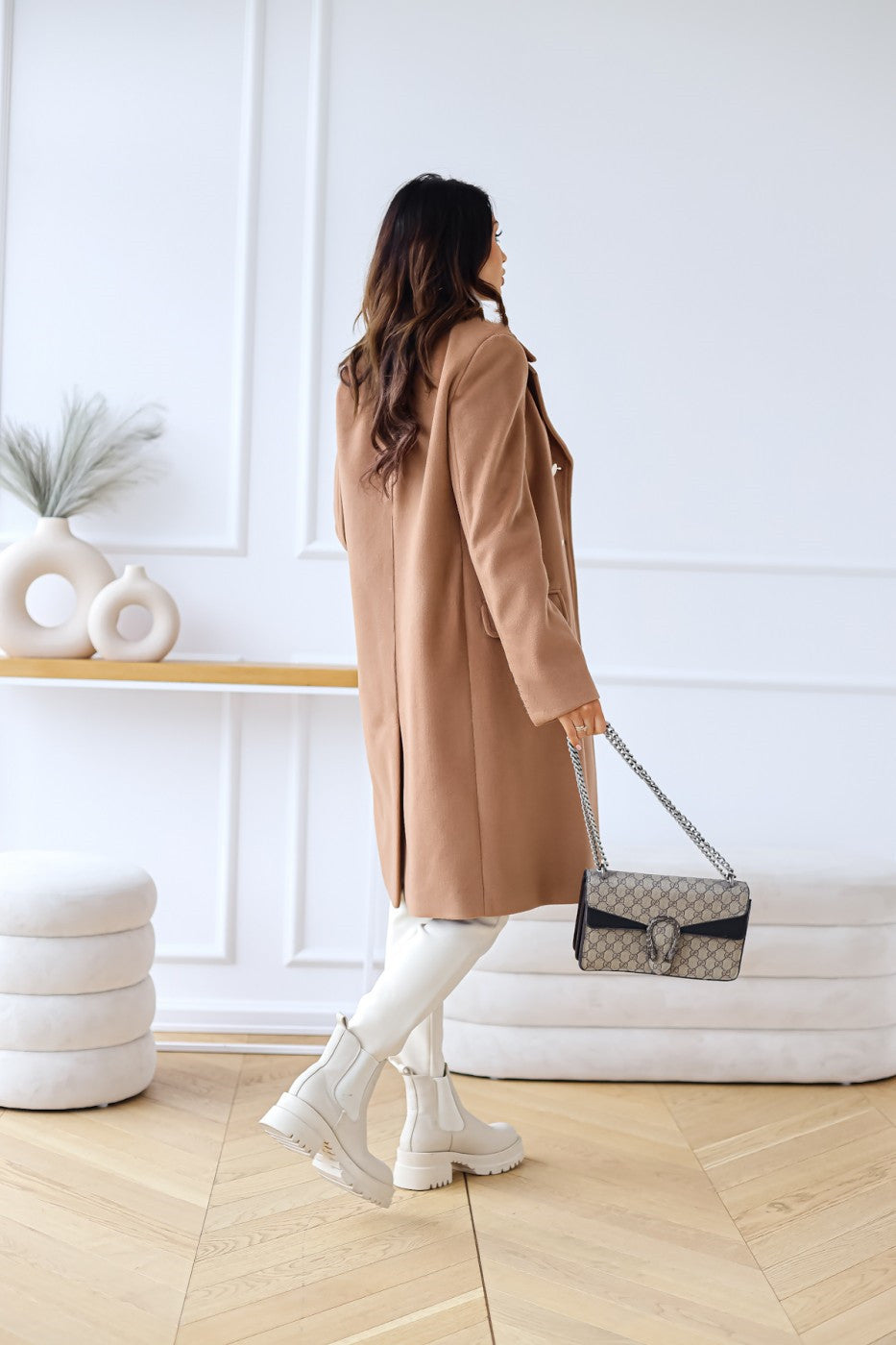 Women's Double-Breasted Coat with Elegant Buttons | L&S - 14 - London-stylehouse.com