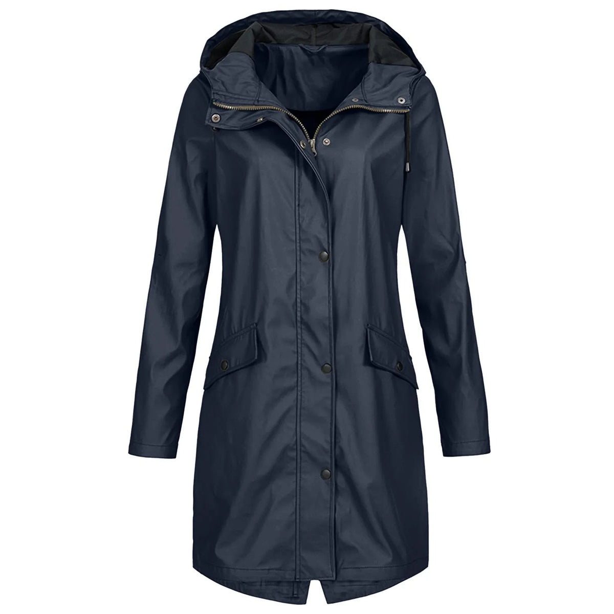 Women's Rain Jacket with Hood and Snap Button Closure | L&S - 1 - London-stylehouse.com
