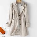 Trench Coat Women's Tailored Fit with Notched Collar and Button Closure | L&S - 1 - London-stylehouse.com