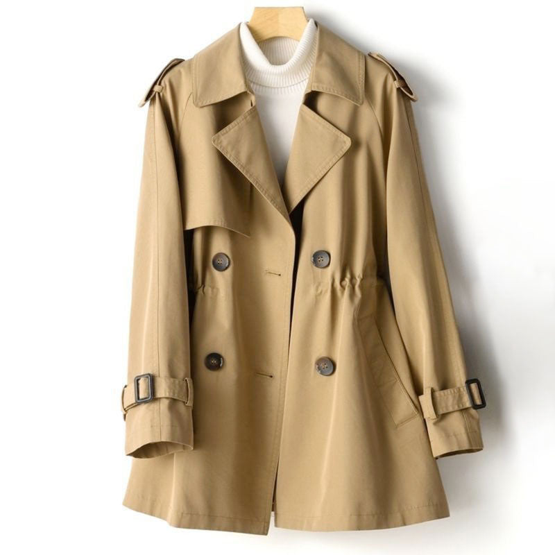 Trench Coat Women's Double-Breasted with Adjustable Waist | L&S - 1 - London-stylehouse.com