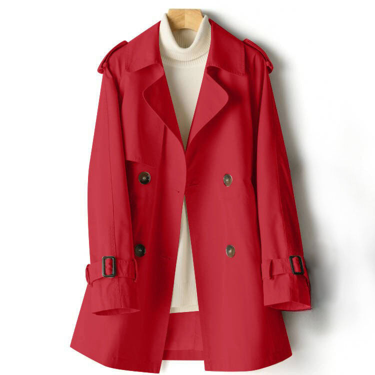 Trench Coat Women's Double-Breasted with Adjustable Waist | L&S - 5 - London-stylehouse.com