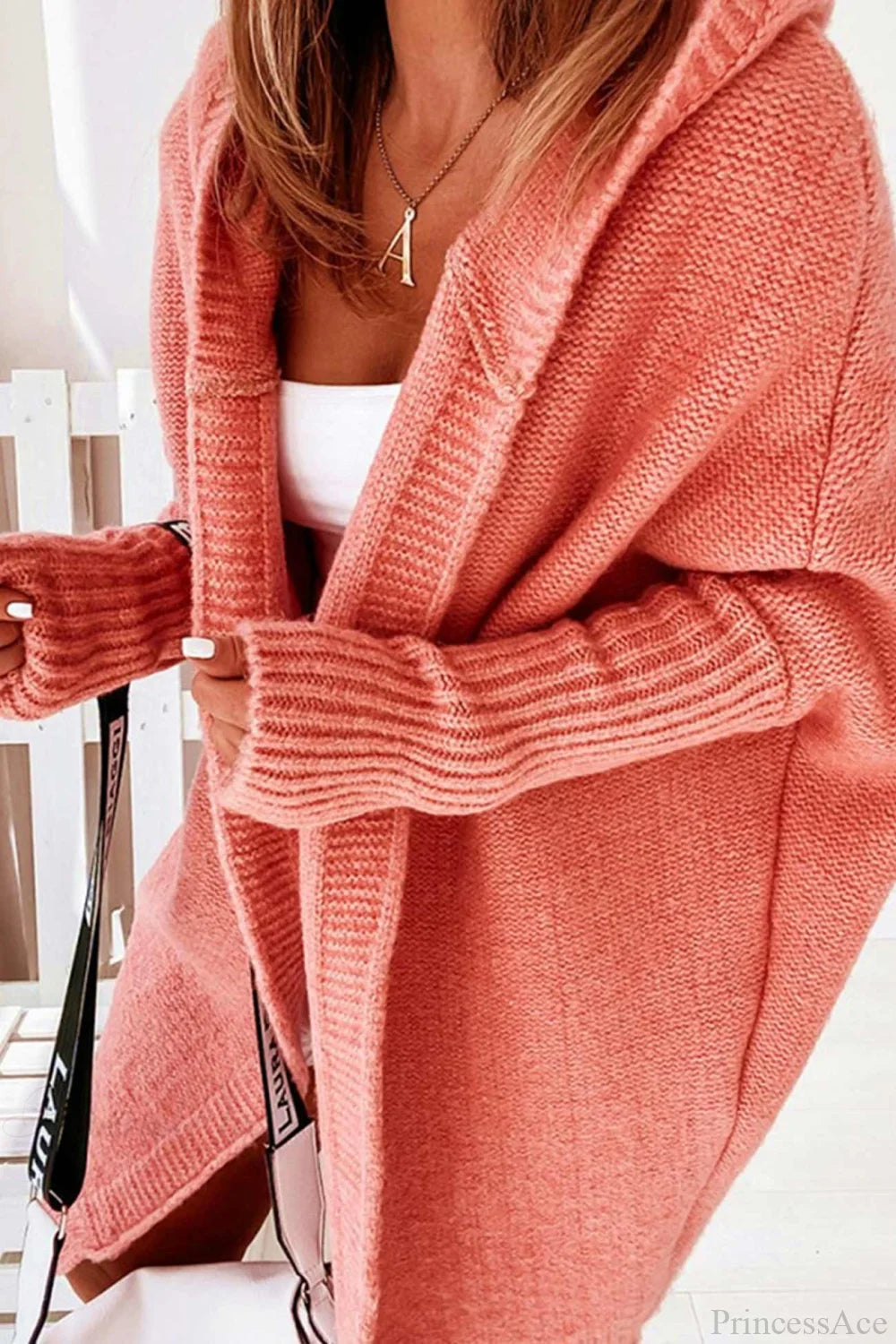 Cardigan Women's Relaxed Fit with Hood and Ribbed Sleeves | L&S - 2 - London-stylehouse.com