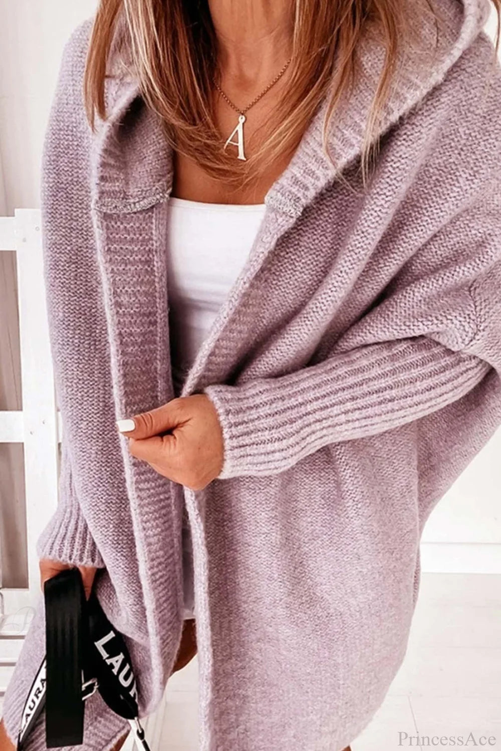 Cardigan Women's Relaxed Fit with Hood and Ribbed Sleeves | L&S - 3 - London-stylehouse.com