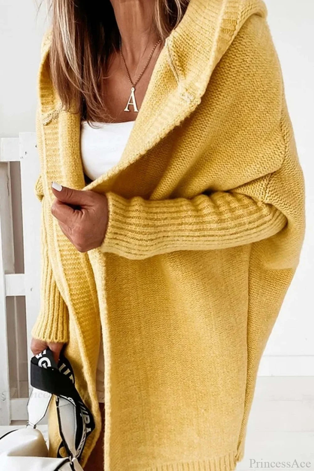 Cardigan Women's Relaxed Fit with Hood and Ribbed Sleeves | L&S - 5 - London-stylehouse.com