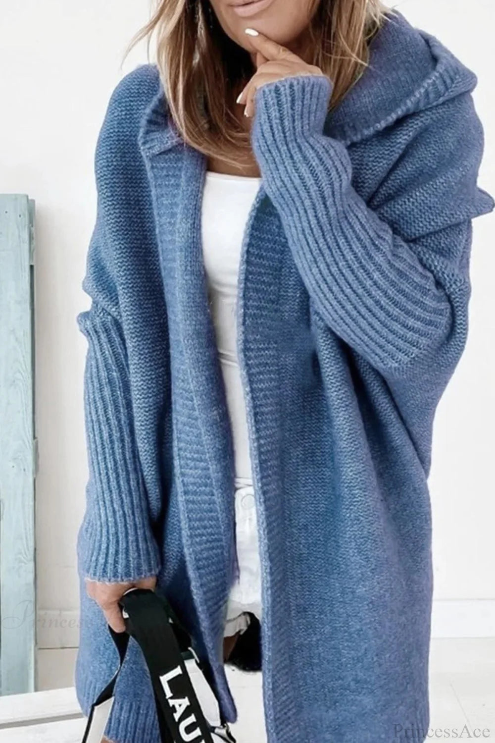 Cardigan Women's Relaxed Fit with Hood and Ribbed Sleeves | L&S - 6 - London-stylehouse.com