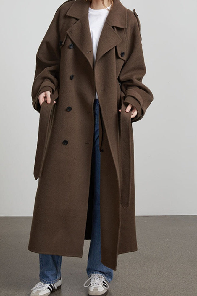 Women's Double-Breasted Coat with Relaxed Fit and Chic Design | L&S - 7 - London-stylehouse.com
