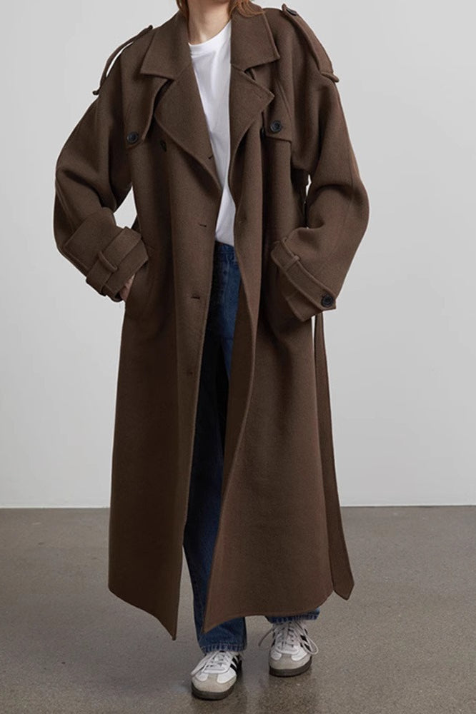 Women's Double-Breasted Coat with Relaxed Fit and Chic Design | L&S - 8 - London-stylehouse.com