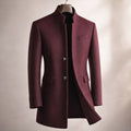 Men's Tailored Coat with Stand-Up Collar | L&S - 1 - London-stylehouse.com