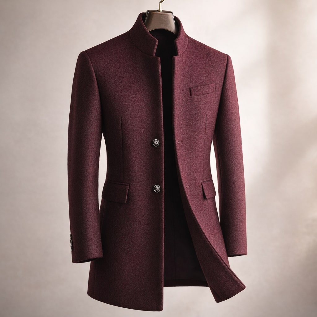 Men's Tailored Coat with Stand-Up Collar | L&S - 1 - London-stylehouse.com