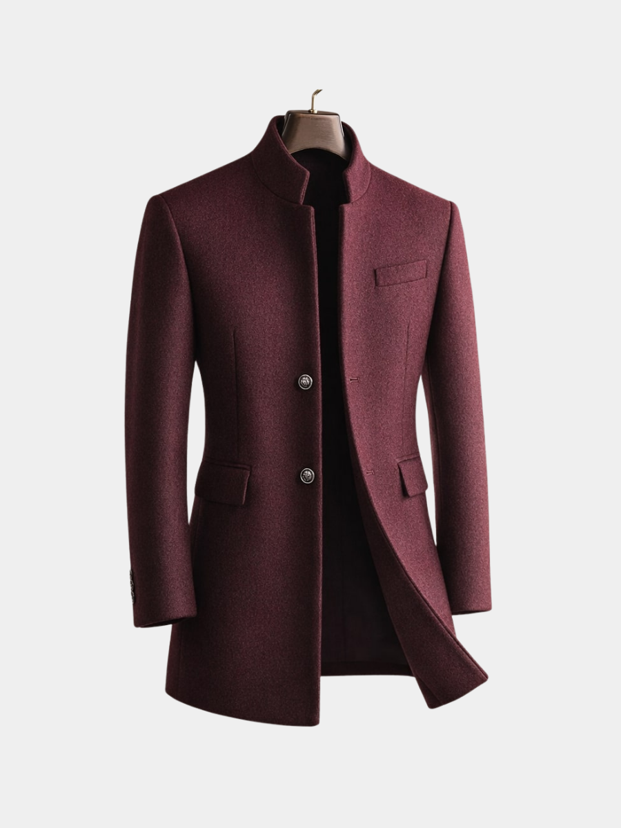 Men's Tailored Coat with Stand-Up Collar | L&S - 5 - London-stylehouse.com