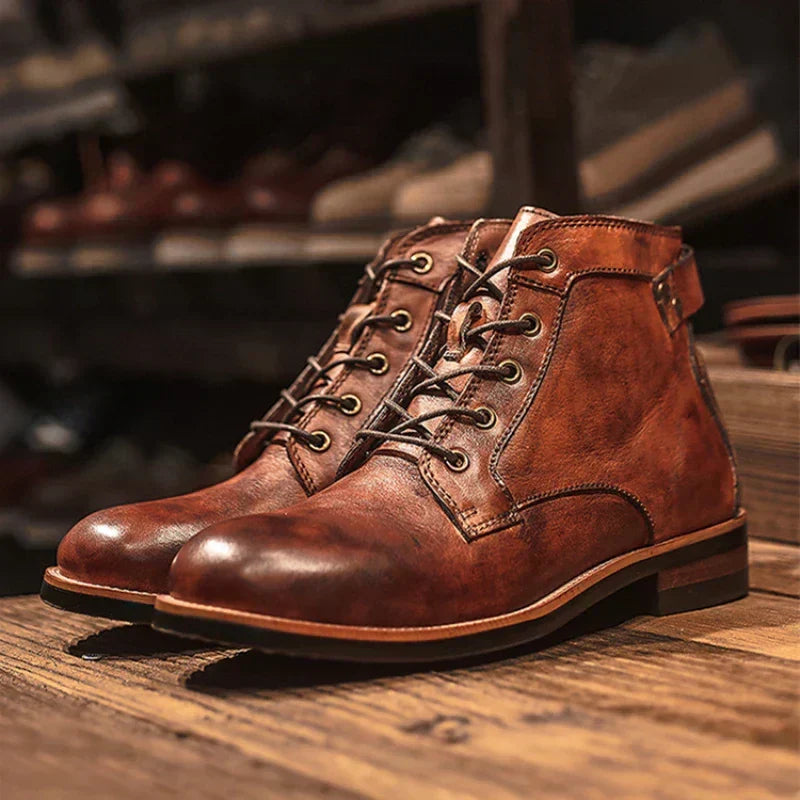 Men's Classic Ankle Boots with Robust Lacing | L&S - 1 - London-stylehouse.com