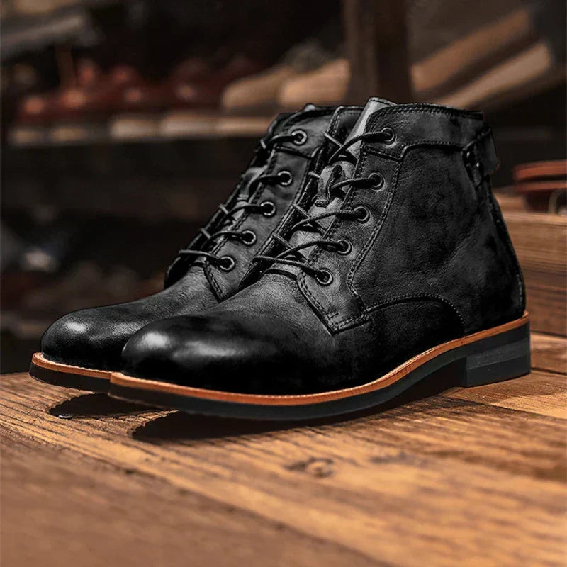 Men's Classic Ankle Boots with Robust Lacing | L&S - 2 - London-stylehouse.com