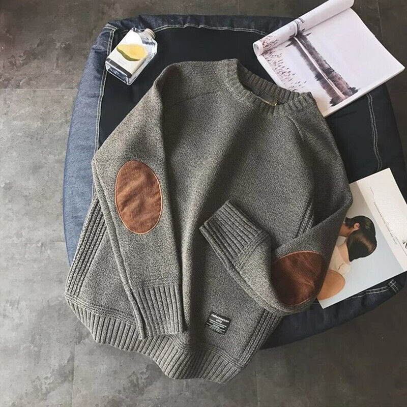 Pullover Men's Casual Fit with Elbow Patches | L&S - 1 - London-stylehouse.com