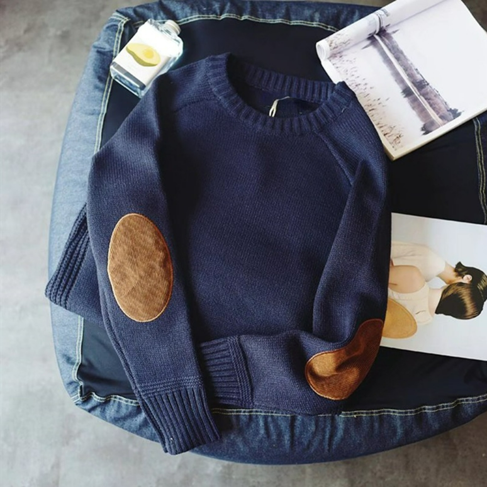 Pullover Men's Casual Fit with Elbow Patches | L&S - 4 - London-stylehouse.com
