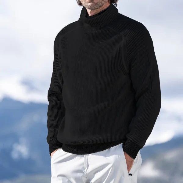 Pullover Men's High Collar Ribbed Design | L&S - 2 - London-stylehouse.com
