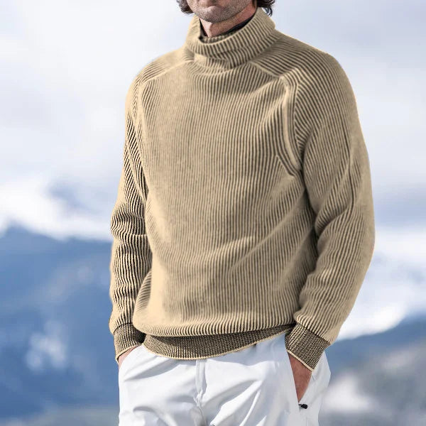 Pullover Men's High Collar Ribbed Design | L&S - 3 - London-stylehouse.com